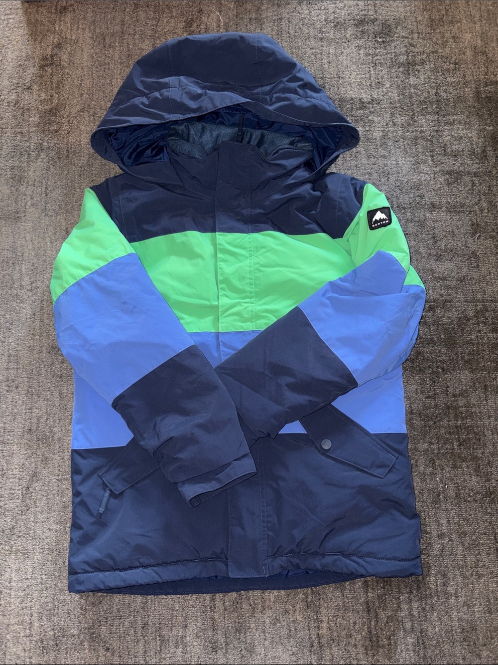 Burton Kids Colorblock Hooded Ski Jacket - Navy, Blue & Green